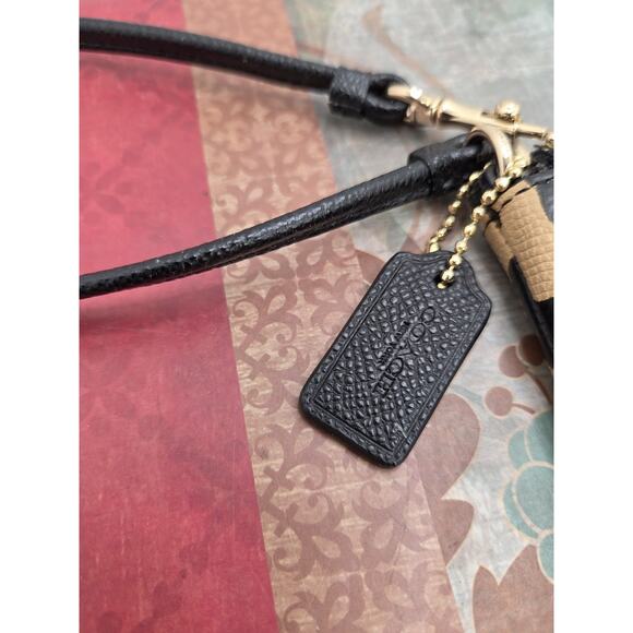 Coach Corner Zip Wristlet CBP22 Gold Black Leopard Print Pebble Leather - Picture 4 of 8
